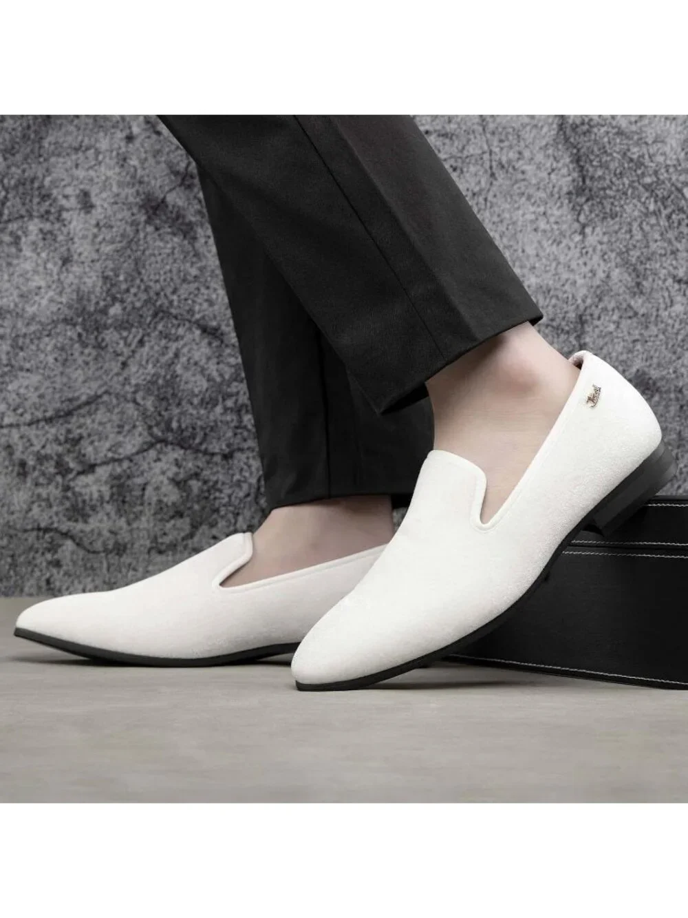 JITAI Men's White15 Elegant Rubber & Leather Penny Loafers Casual Formal Shoes